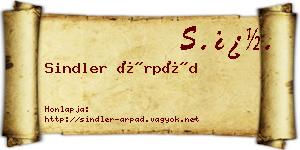 Sindler Árpád névjegykártya